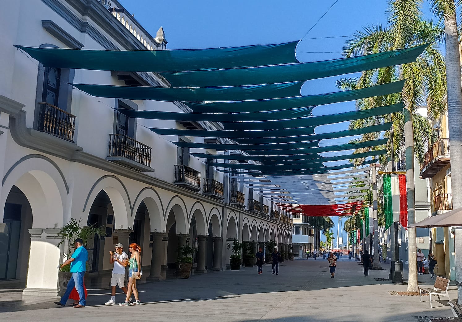 Instalan tapete aéreo tricolor en el corredor Zamora de la ciudad de Veracruz