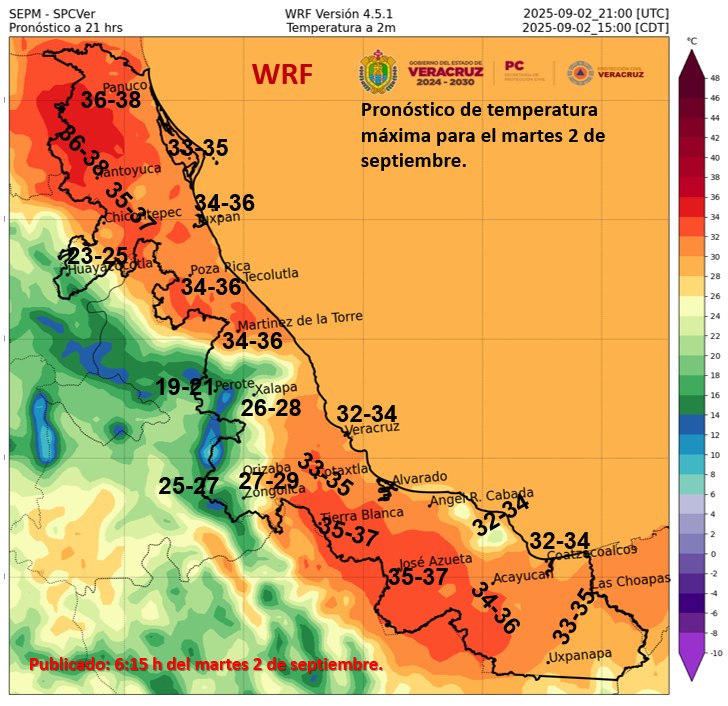 Martes con ambiente cálido y lluvia y neblina en zonas de montaña de Veracruz
