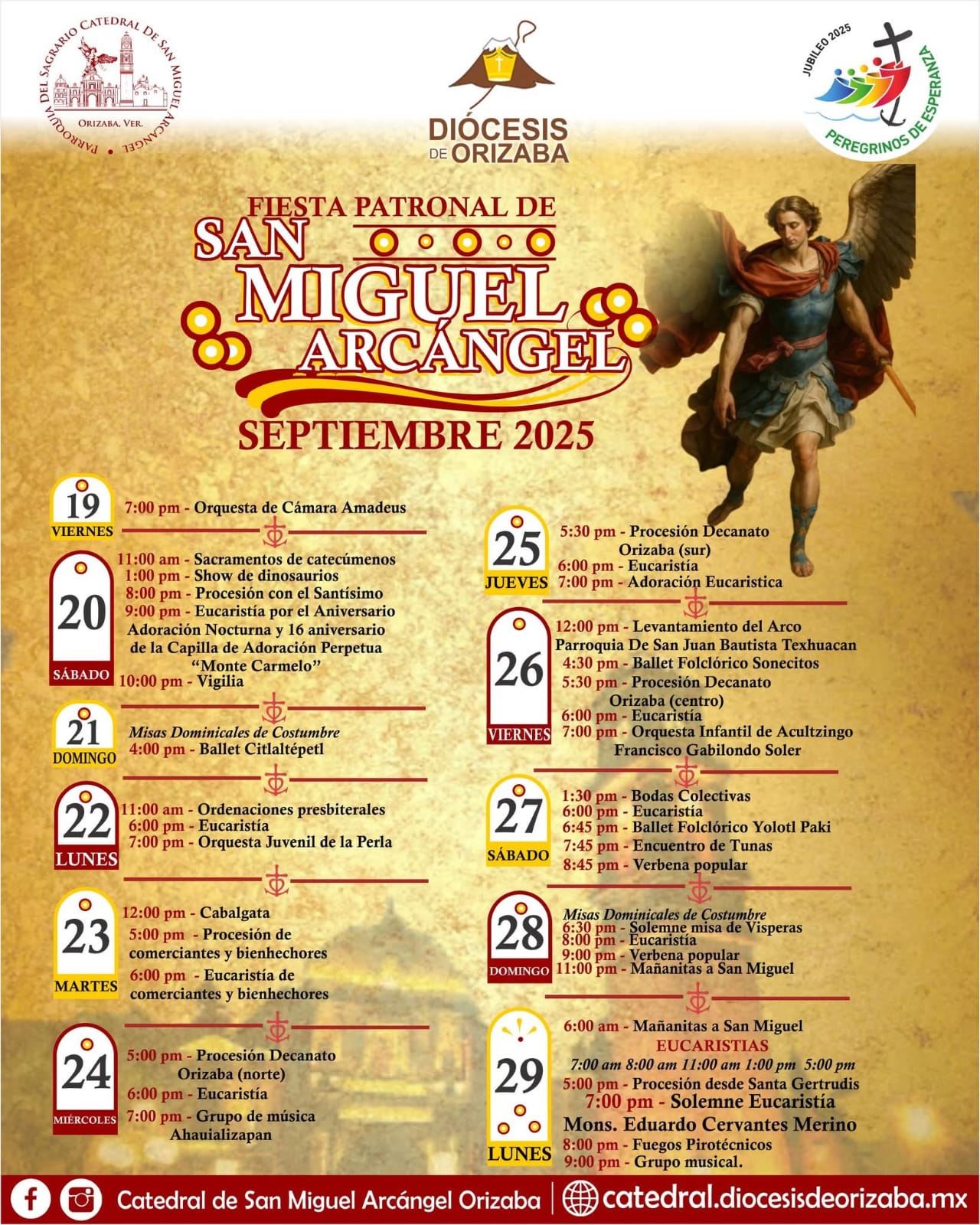 Dan a conocer programa de la fiesta patronal de San Miguel Arcángel en Orizaba