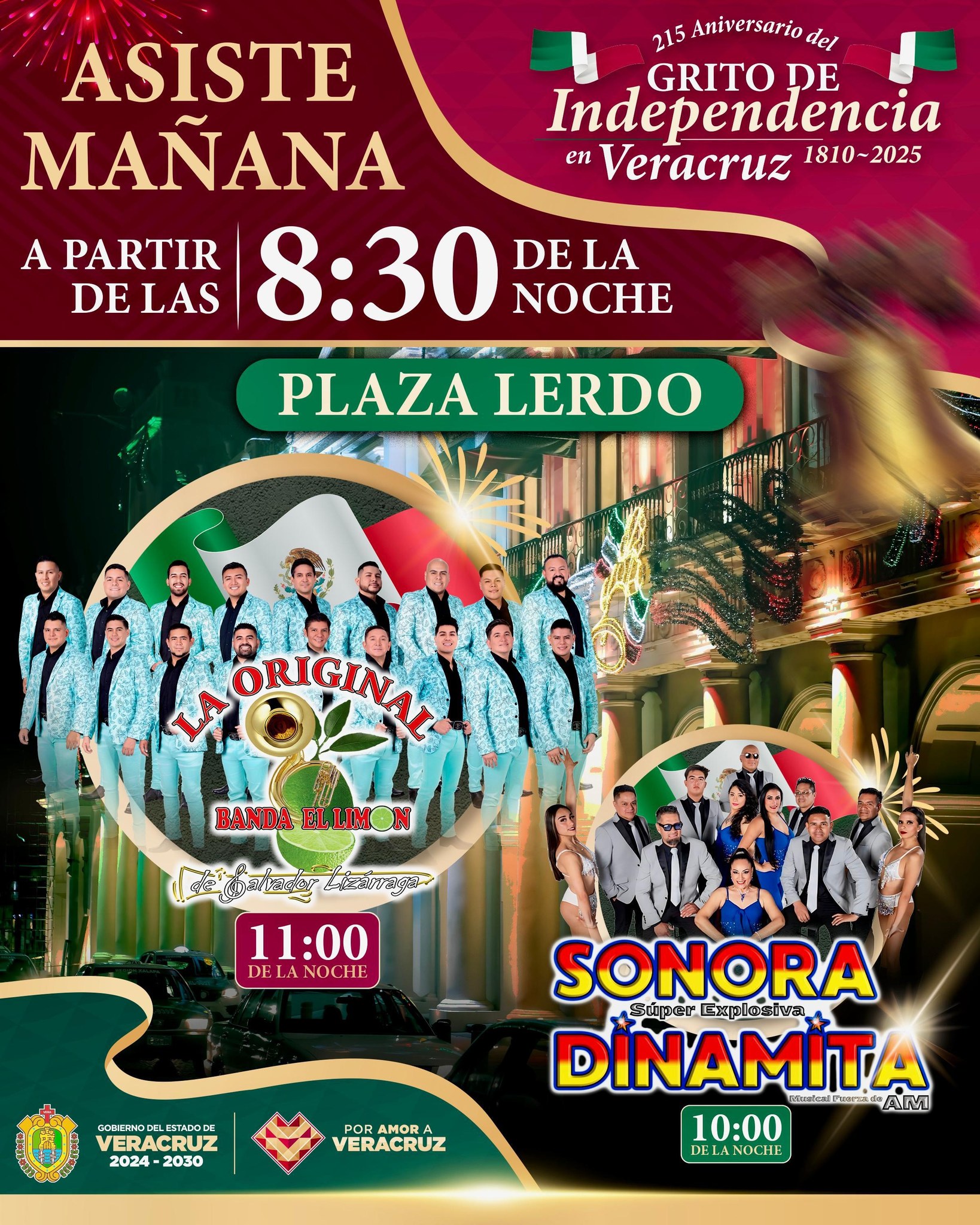 Así será el Grito de Independencia en Xalapa con Banda El Limón y Sonora Dinamita