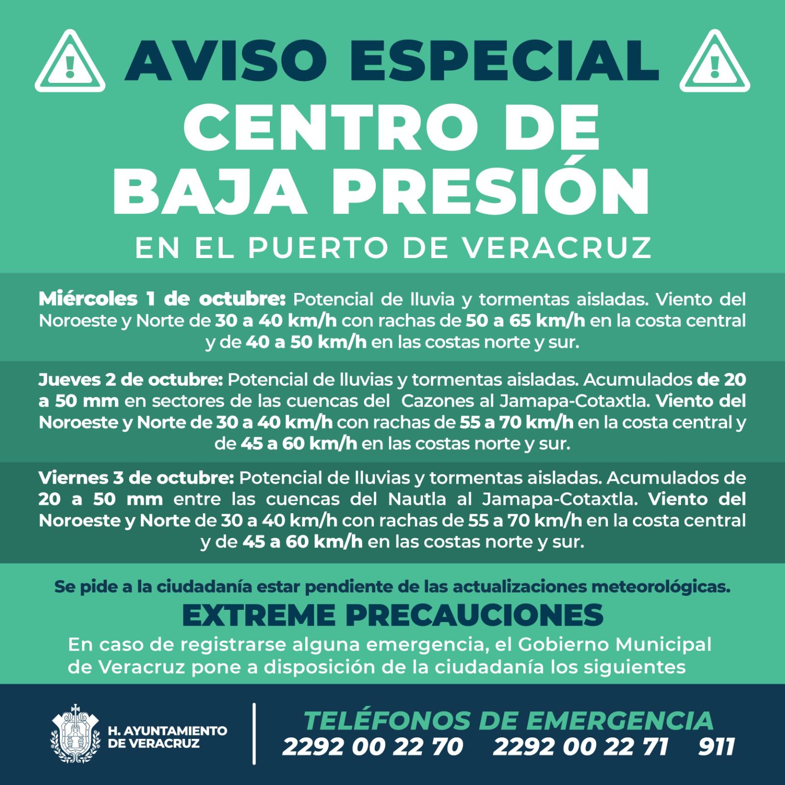 Aviso Especial por centro de baja presión en el Golfo de México