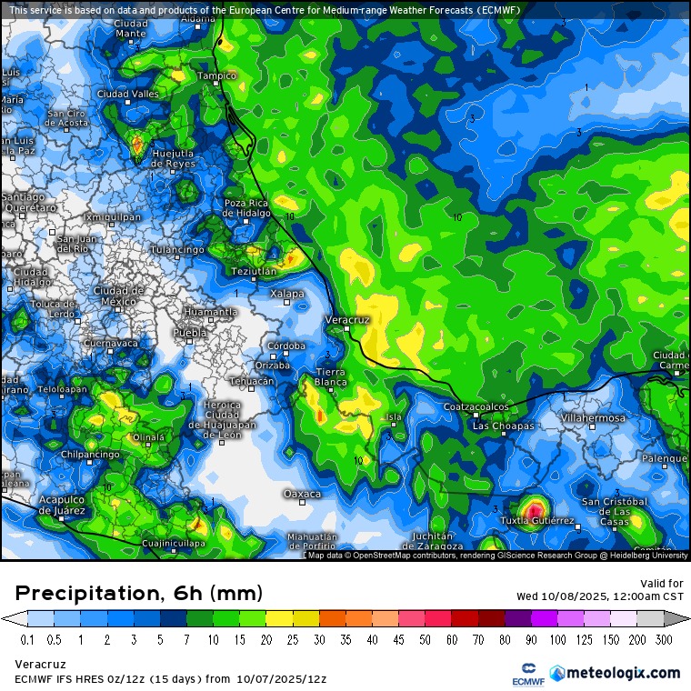 Lluvia esta noche y madrugada de miércoles en Veracruz