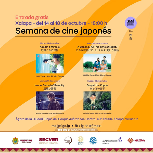 Semana del cine japonés en Xalapa, a partir del 14 de octubre