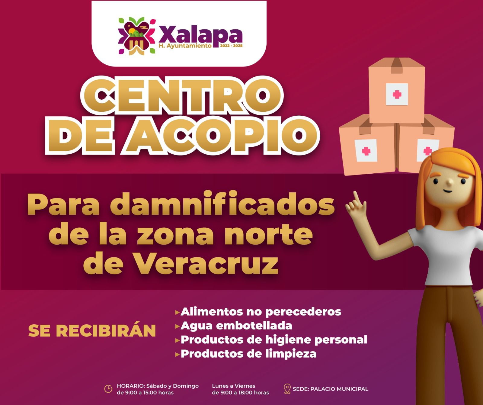 Abre Ayuntamiento de Xalapa centro de acopio para damnificados de la zona norte