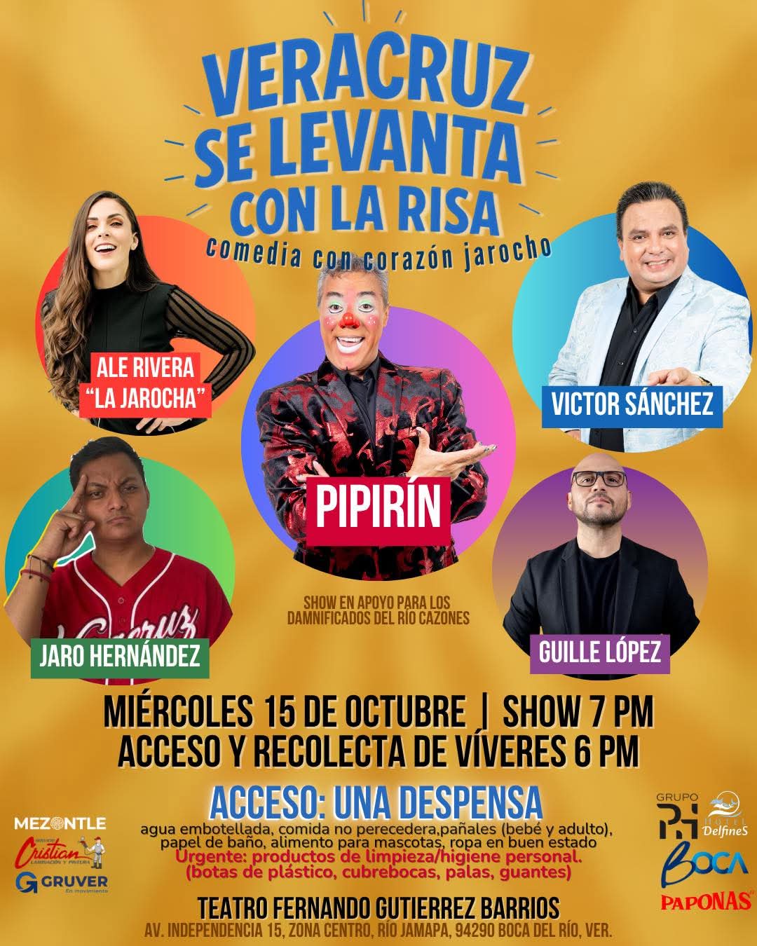Ofrecen show comediantes veracruzanos para acopiar víveres para los damnificados del río Cazones
