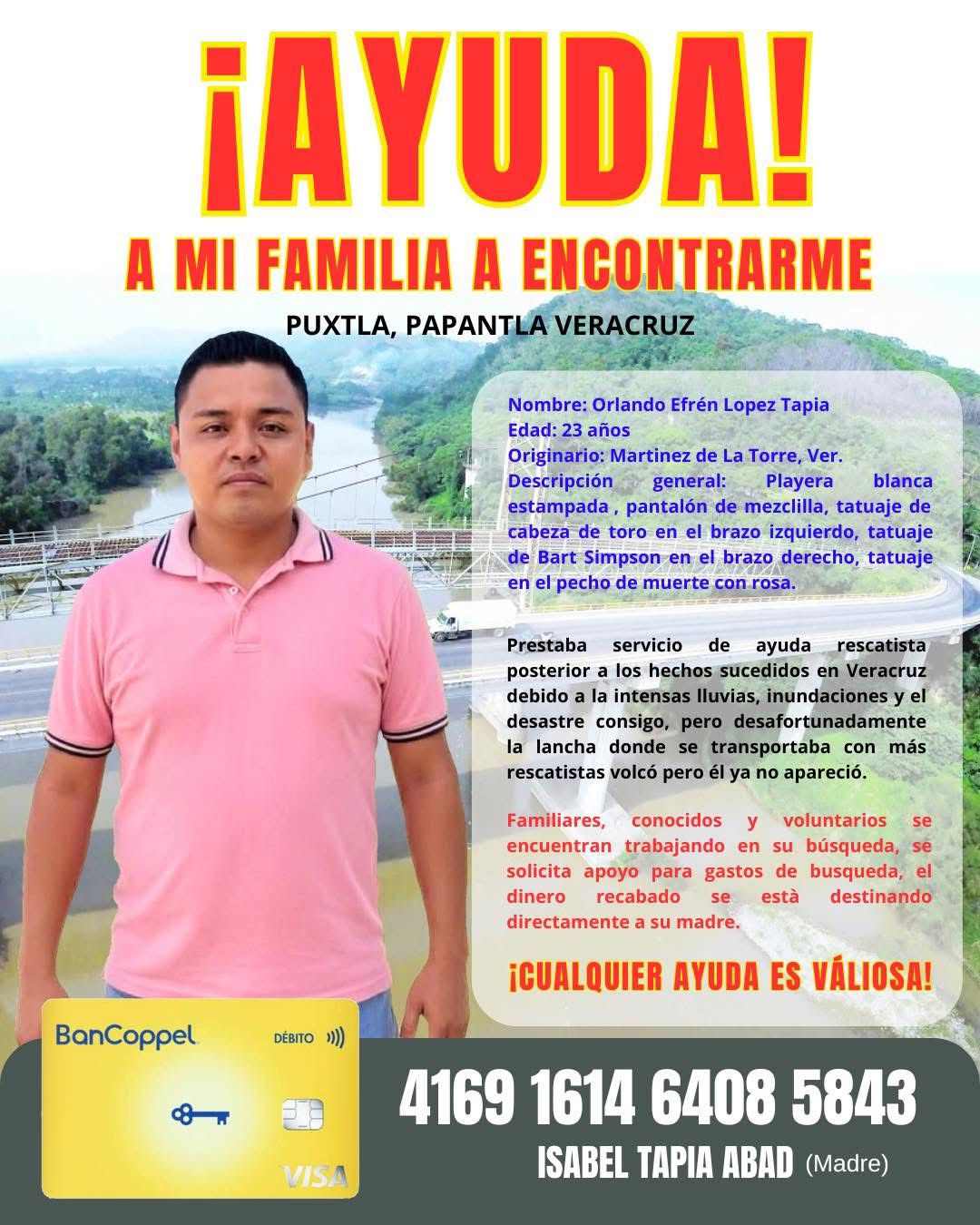 Continúa búsqueda de rescatista desaparecido tras hundirse lancha en Papantla