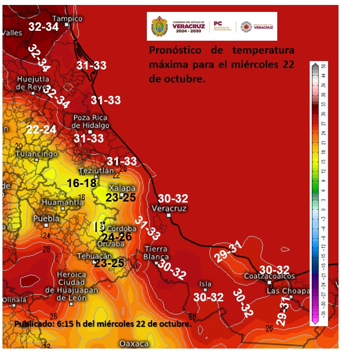 Lluvias aisladas, principalmente en la costa central de Veracruz para este miércoles