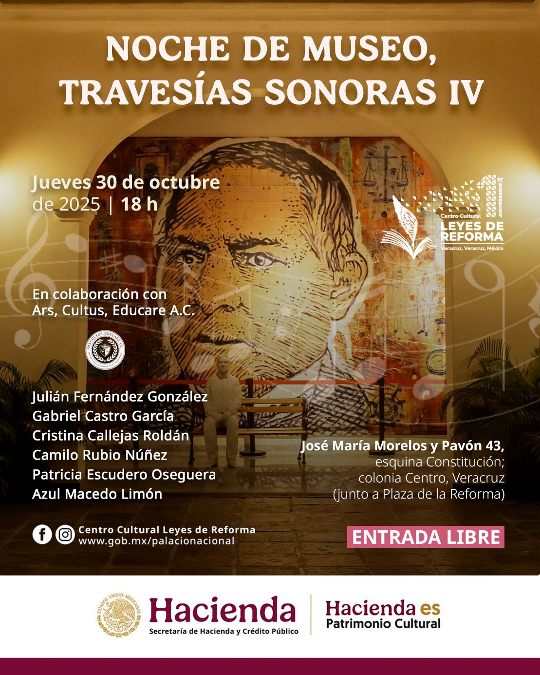 Noche de Museo con música e historia en el Centro Cultural Leyes de Reforma