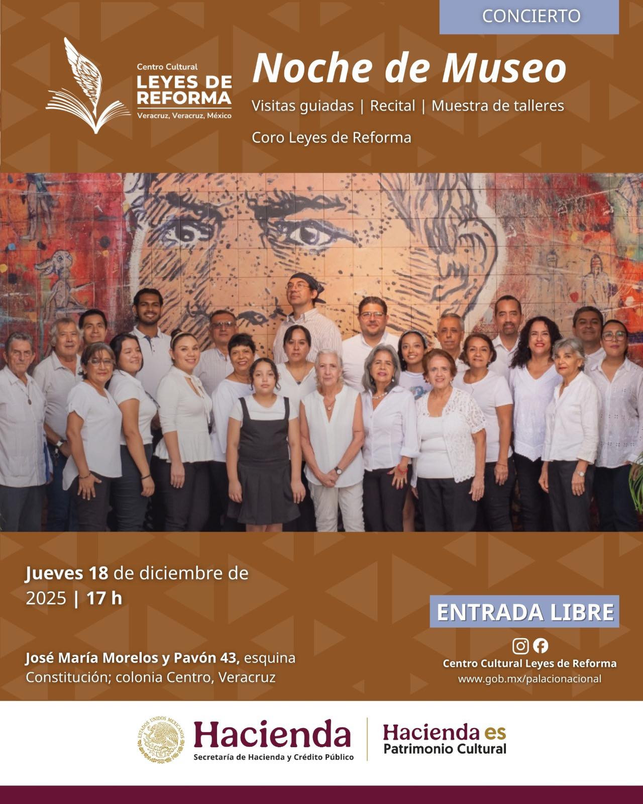 Gala del Coro Leyes de Reforma en la última Noche de Museo  del año del Centro Cultural