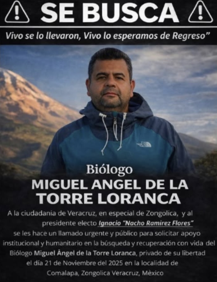 Familia exige localizar con vida a biólogo Miguel Ángel de la Torre