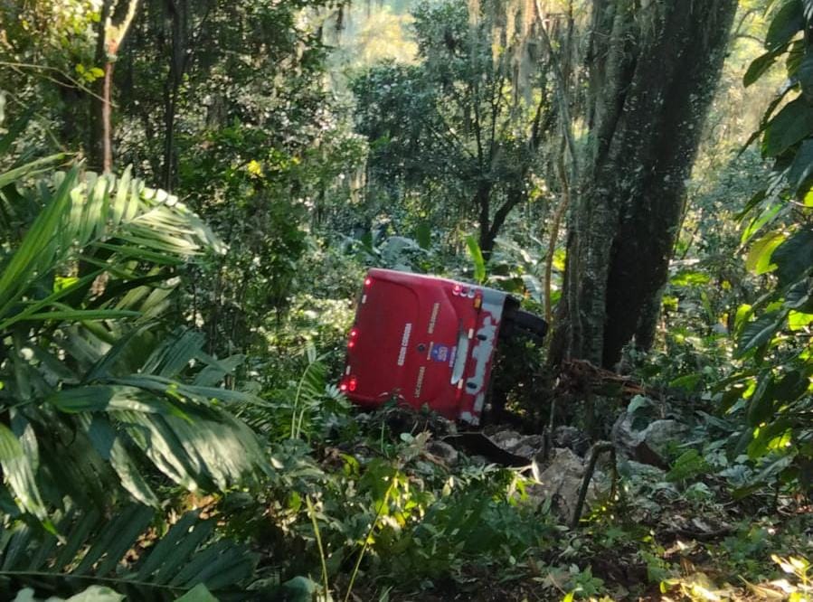 Autobús cae a barranco en carretera Zoquiapa–Naranjal; hay varios heridos