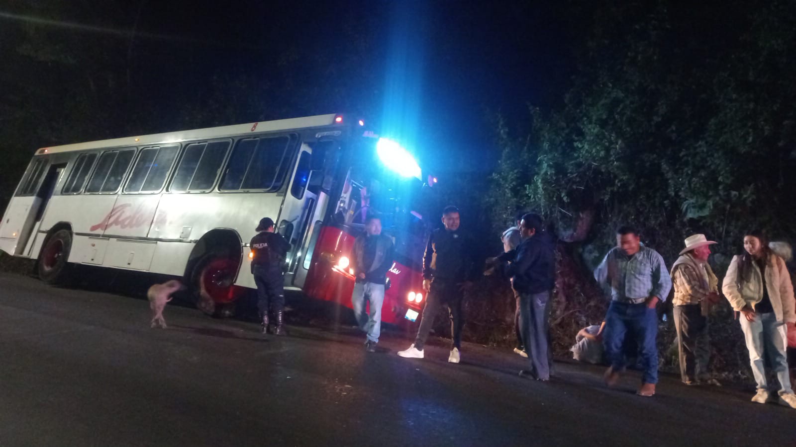 Autobús a punto de volcar en la carretera Orizaba-Zongolica