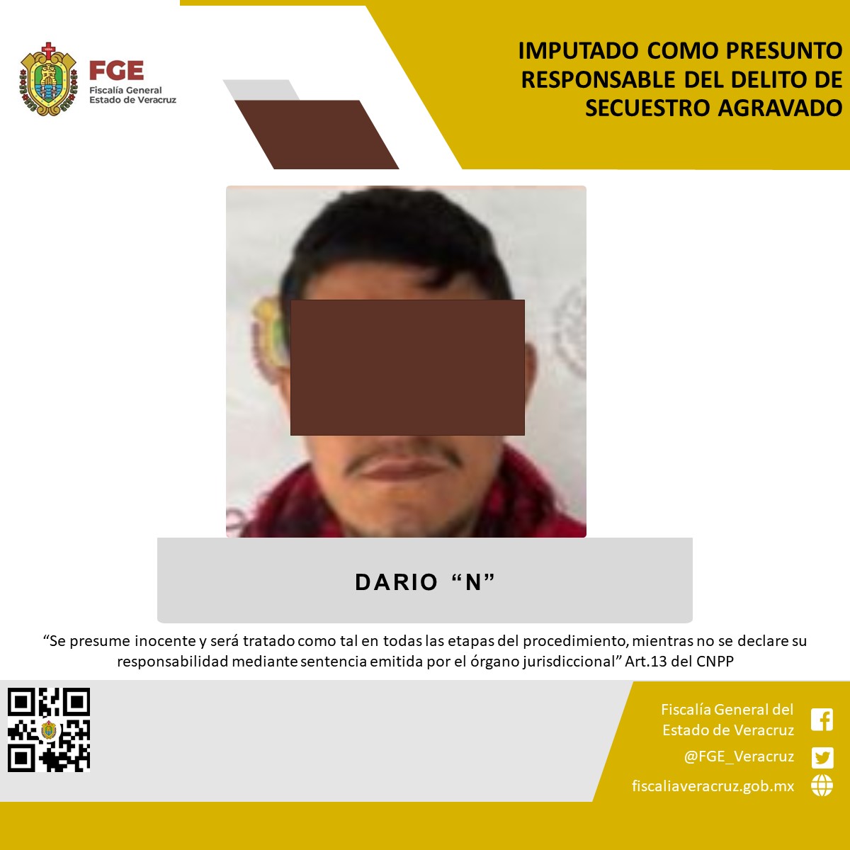 En Xalapa, imputado presunto responsable del delito de secuestro agravado