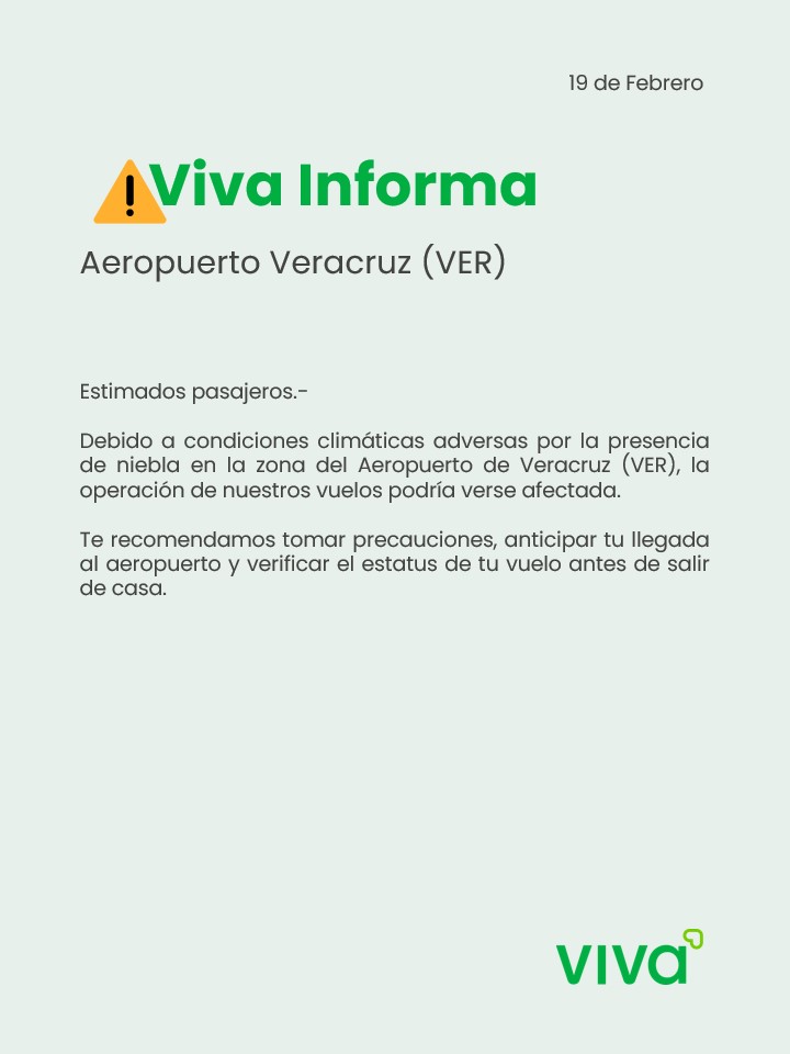Niebla afecta operaciones en el aeropuerto internacional de Veracruz