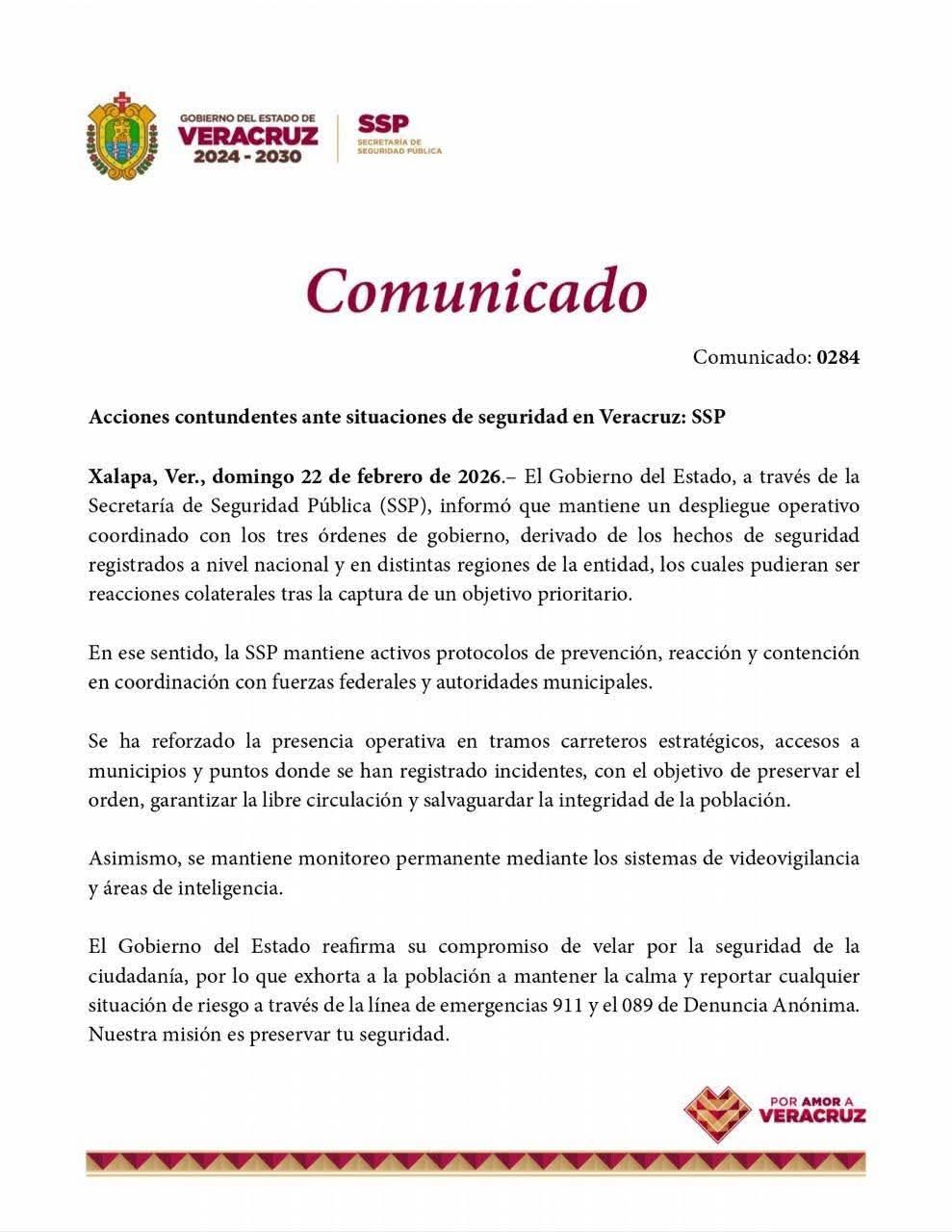 Veracruz despliega operativo coordinado de seguridad