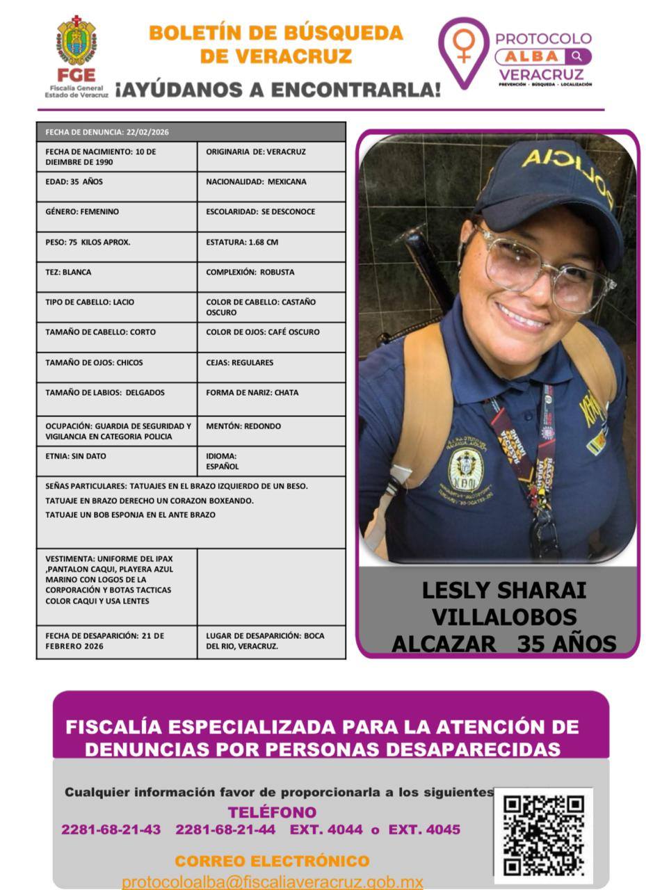 Reportan desaparición de mujer policía del IPAX en Boca del Río