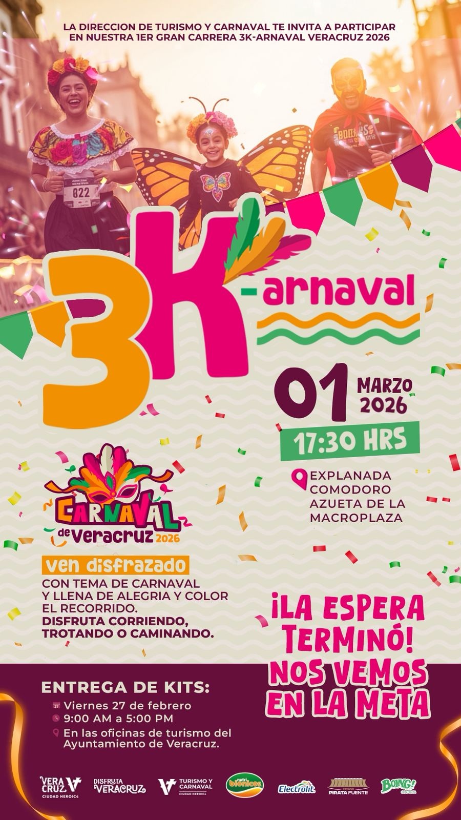 Este domingo se realizará la primera gran carrera 3k-arnaval 2026