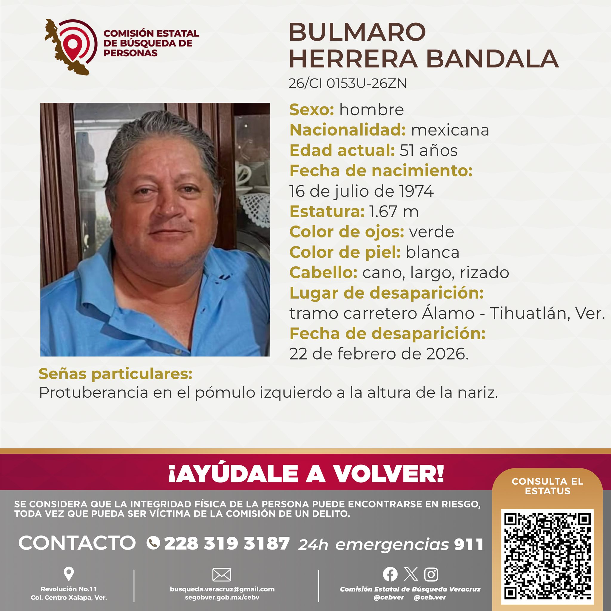 Desaparición de Bulmaro en Álamo tras bloqueos: familia acusa dilación oficial