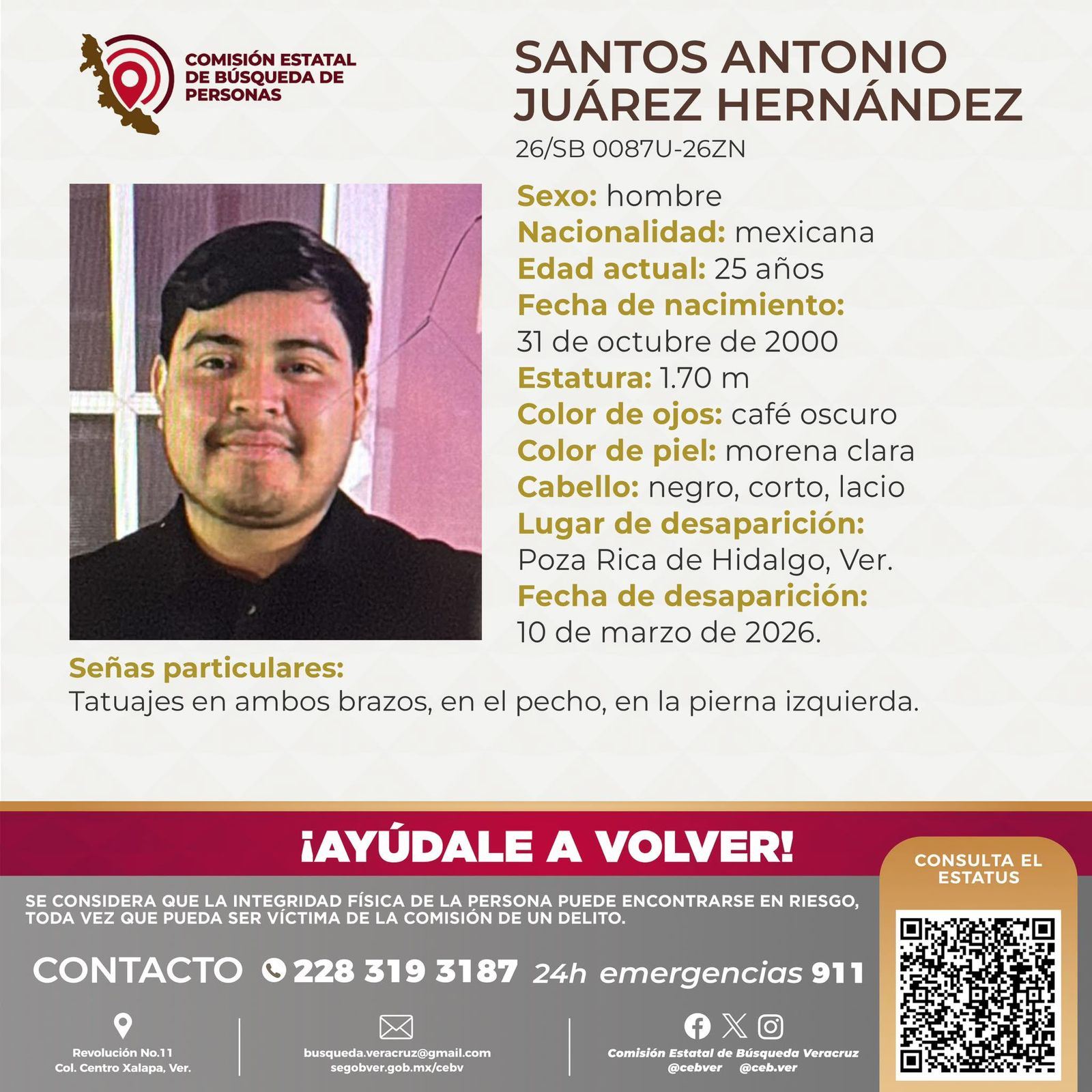 Desaparece joven en Poza Rica; suman 25 reportes en la entidad en marzo