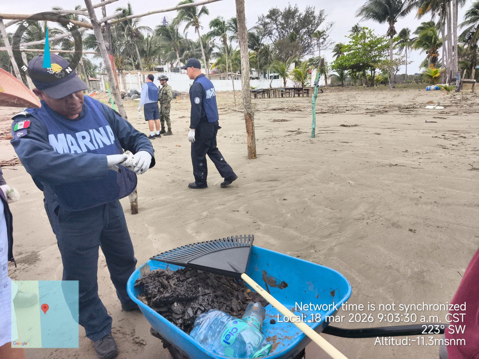 Retiran 80 kilos de hidrocarburo en playas de Alvarado