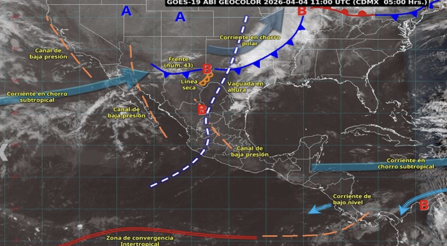 Frente frío 43 provocará lluvias y Norte fuerte en Veracruz