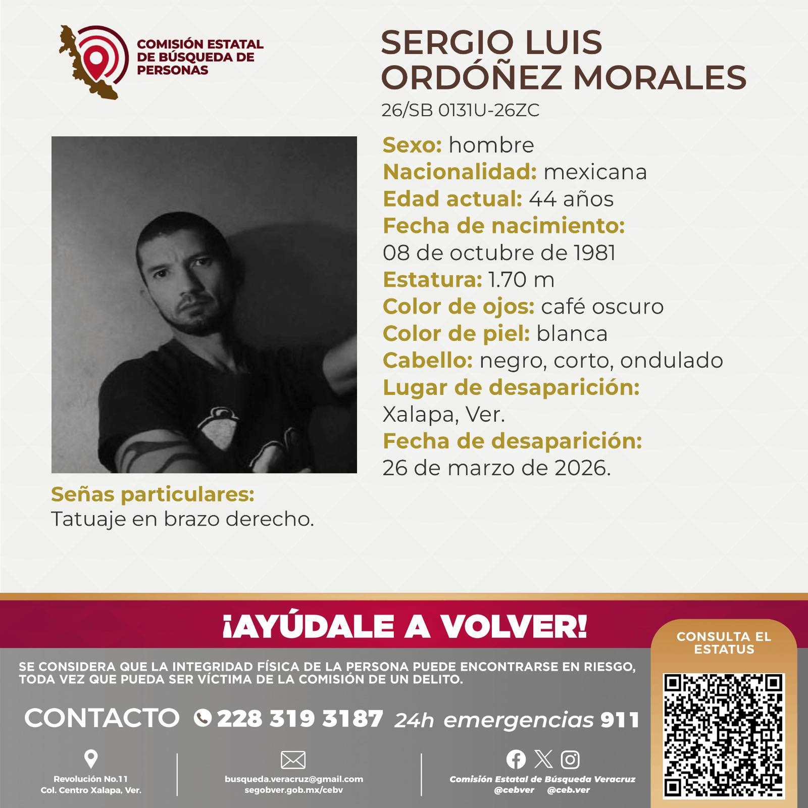 Activan Alerta Nacional por desaparición de músico en Xalapa