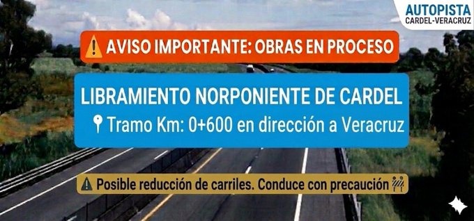 Inician trabajos de mantenimiento en la autopista Veracruz-Cardel