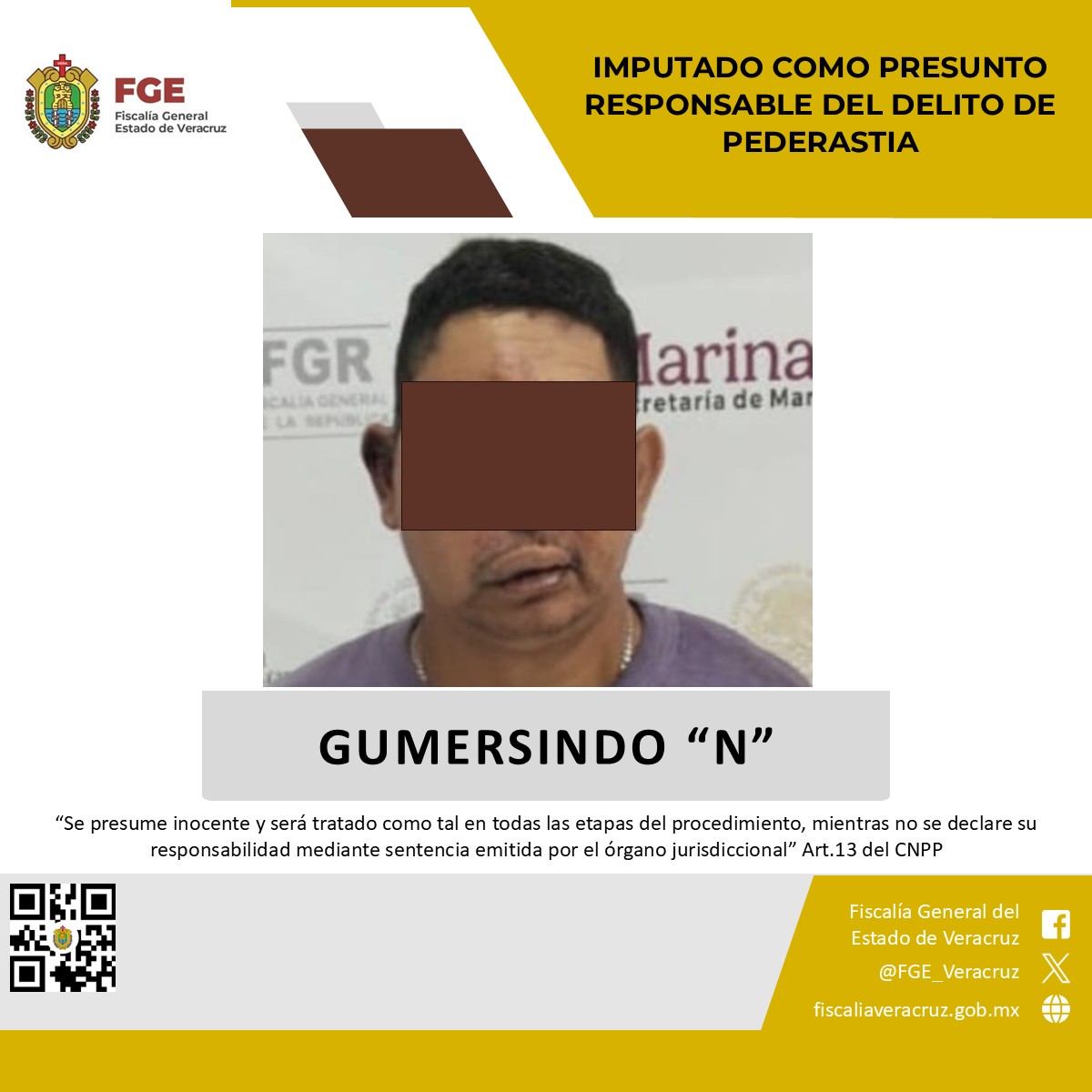 Imputan a presunto agresor de niña en Jamapa
