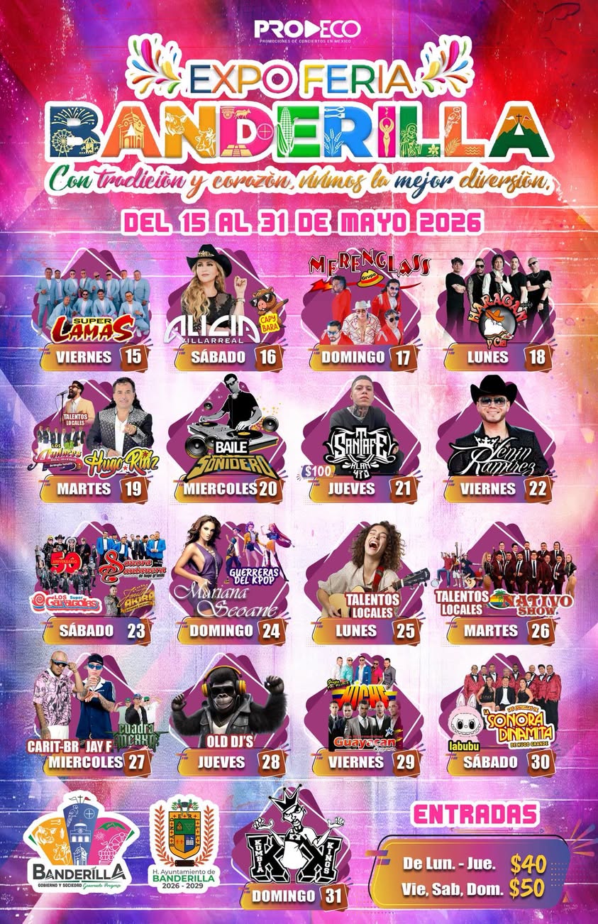 Expo Feria Banderilla 2026: cartelera y fechas del 15 al 31 de mayo