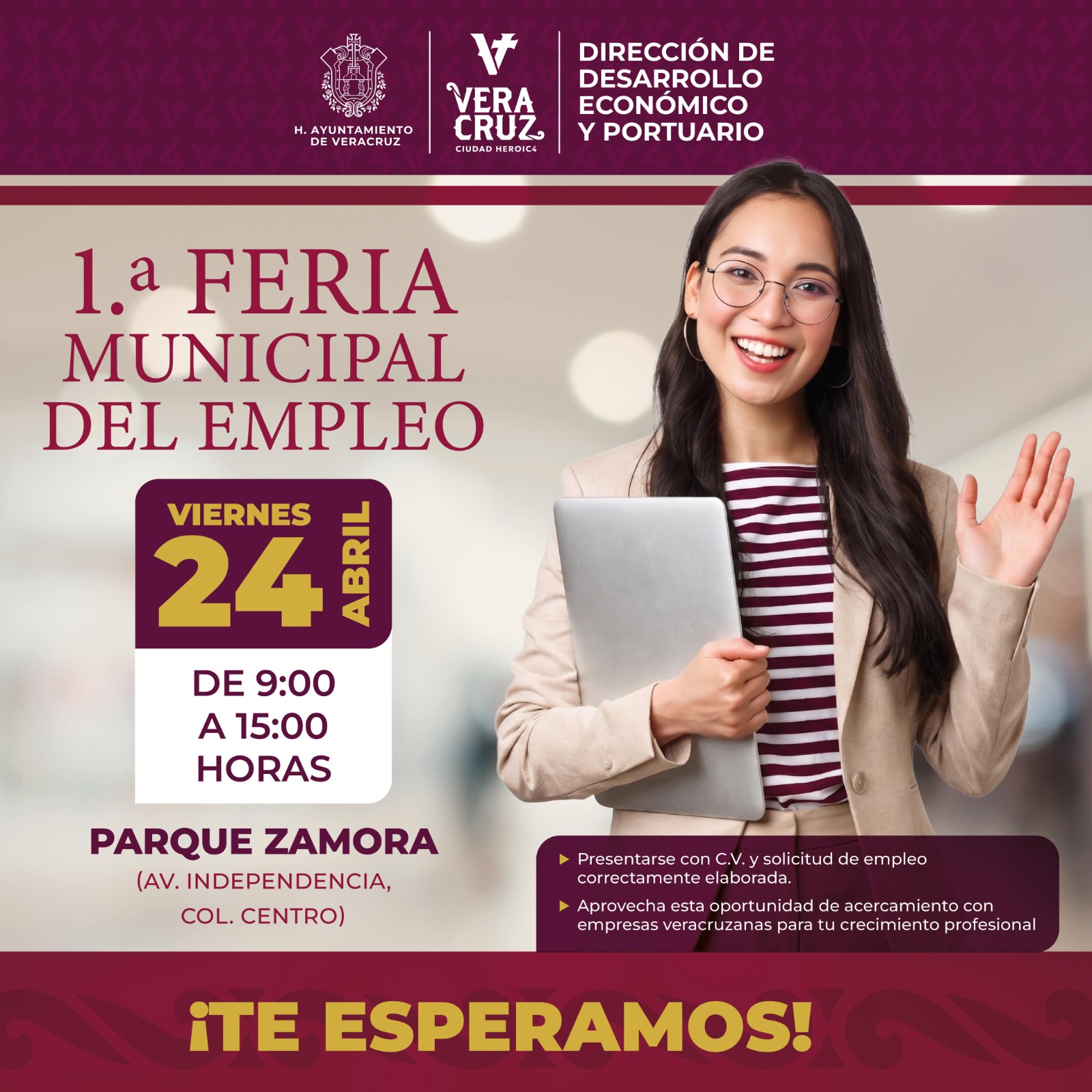 Convocan a la Primera Feria Municipal del Empleo en Veracruz puerto