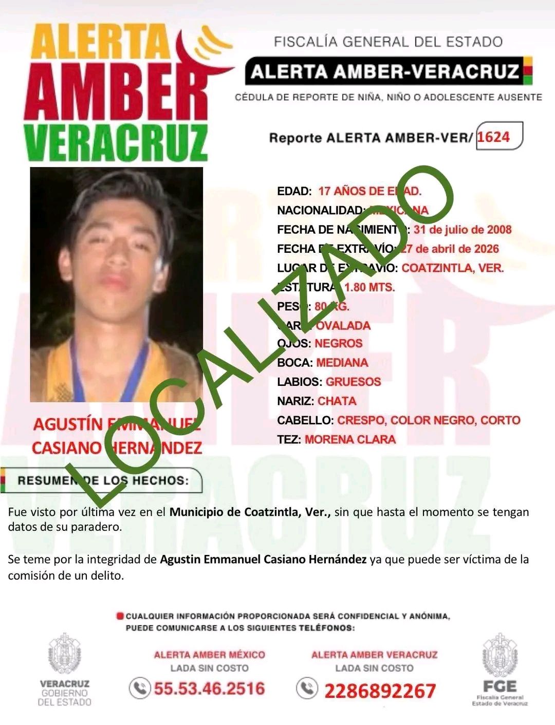 Localizan en Poza Rica a estudiante del CBTIS 78 desaparecido