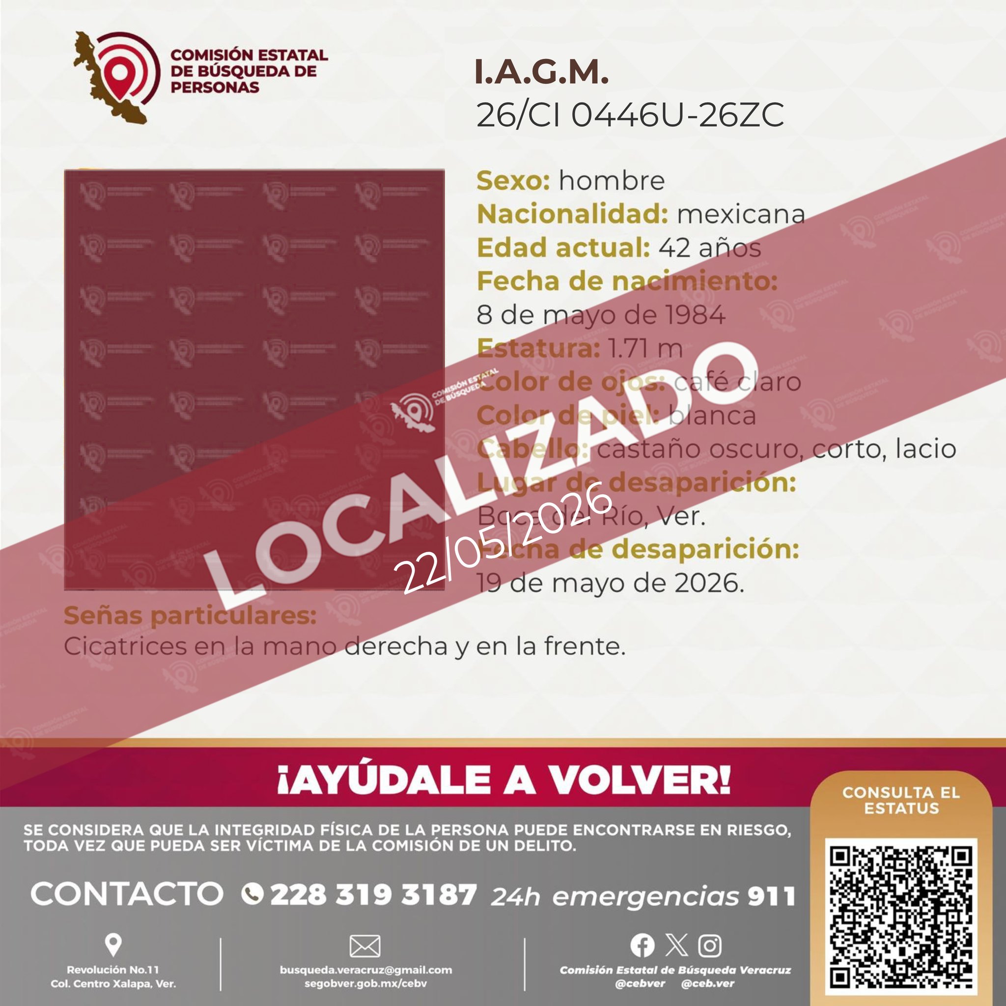 Localizan a trabajador de UV desaparecido en Boca del Río