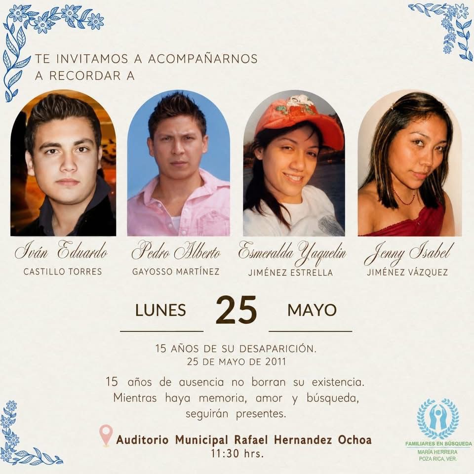Familias de desaparecidos en Poza Rica exigen justicia a 15 años