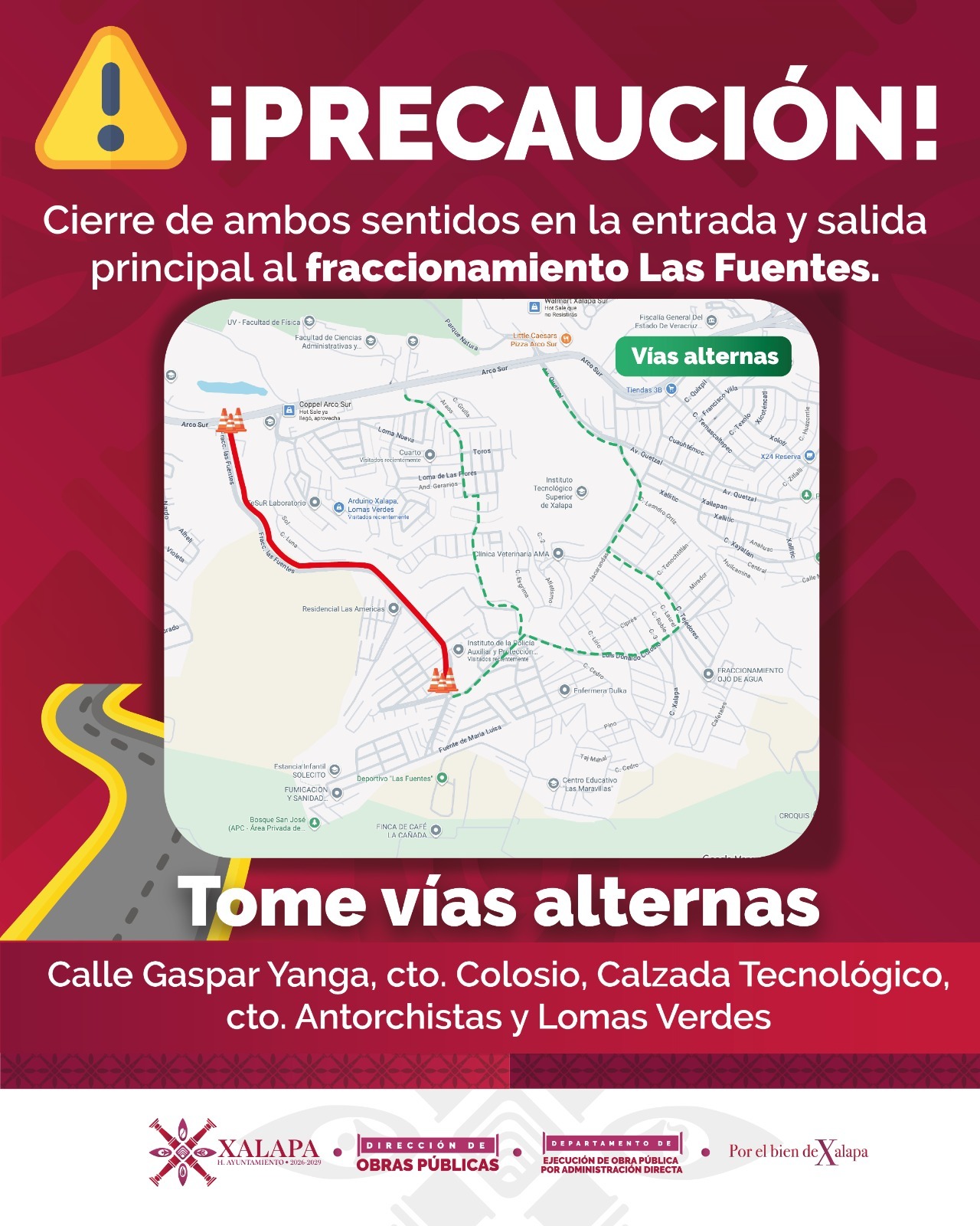 Por afectación en Las Fuentes, se habilita ruta alterna de transporte público