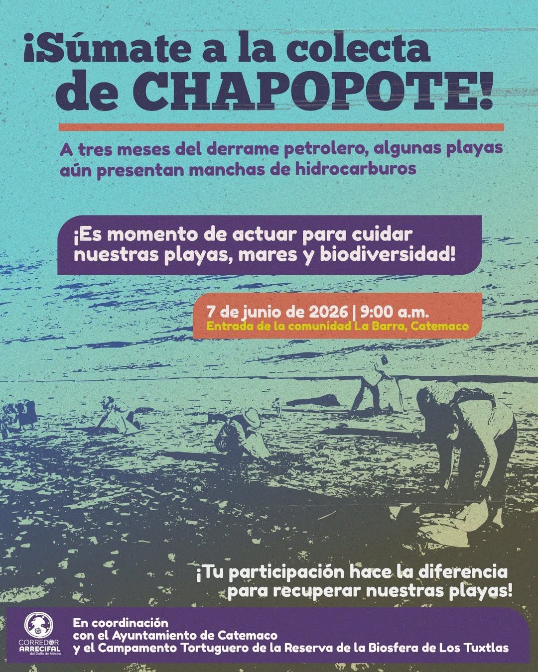 Convocan a limpieza de playas en Catemaco por residuos de chapopote