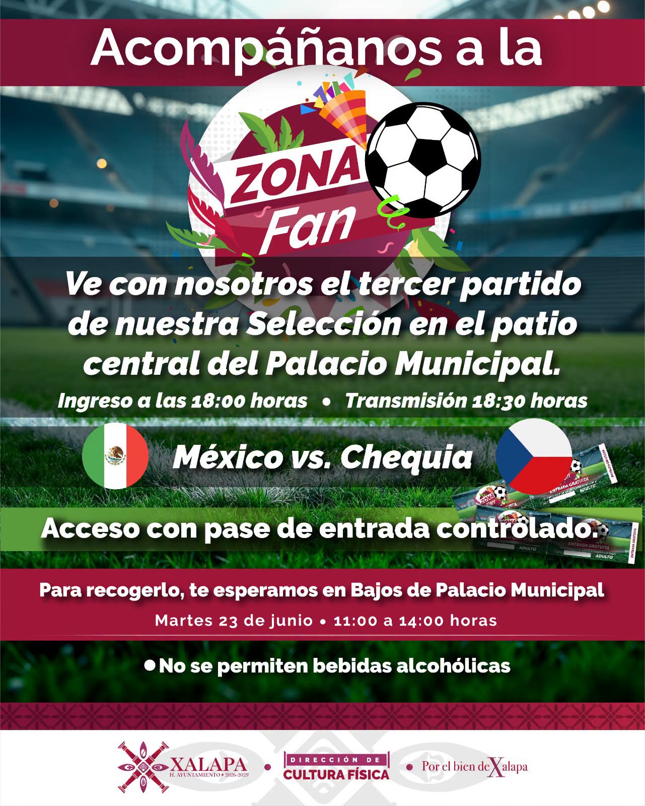 Xalapa abrirá Zona Fan para partido México vs Chequia este martes