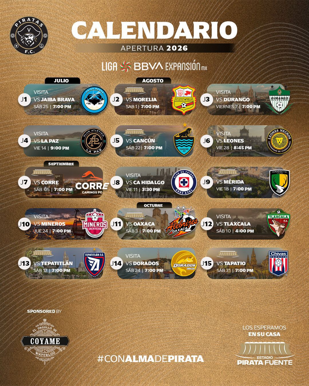 Definido el rumbo: Piratas FC presenta su calendario oficial para el Apertura 2026