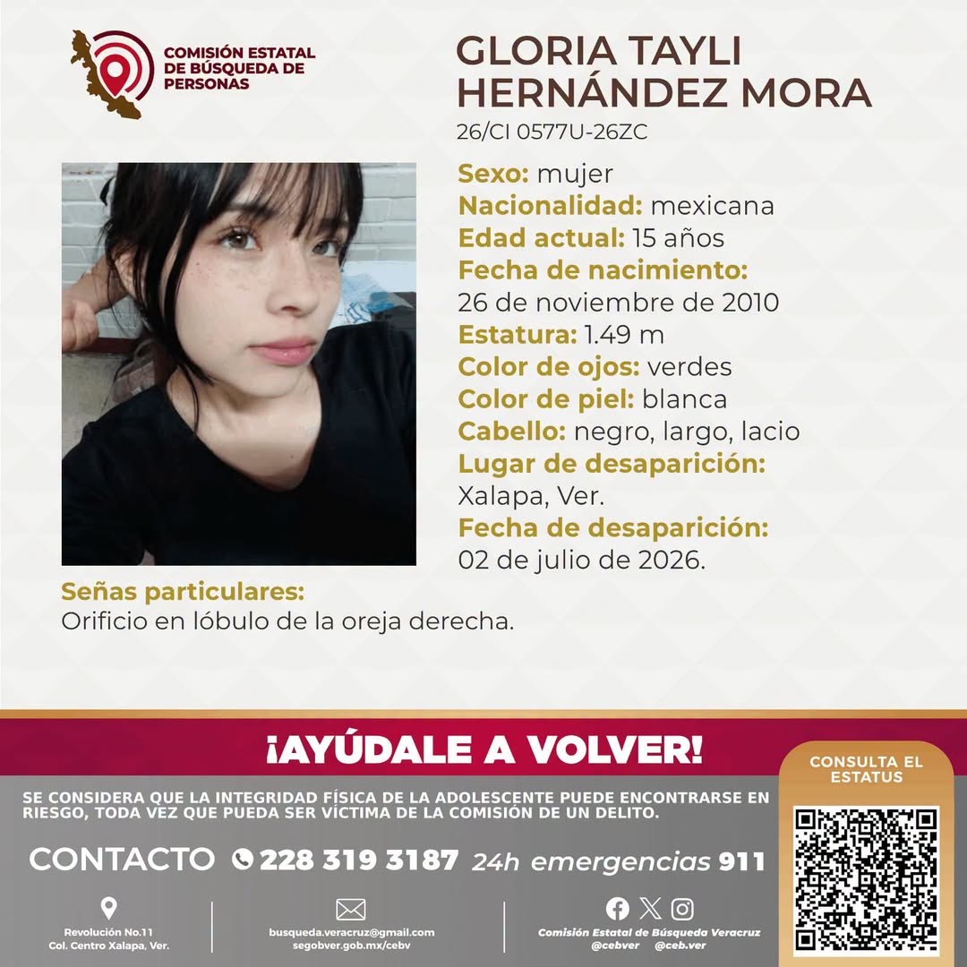 Aparece con vida en Xalapa estudiante desaparecida del CBTis 13, familia pide no especular