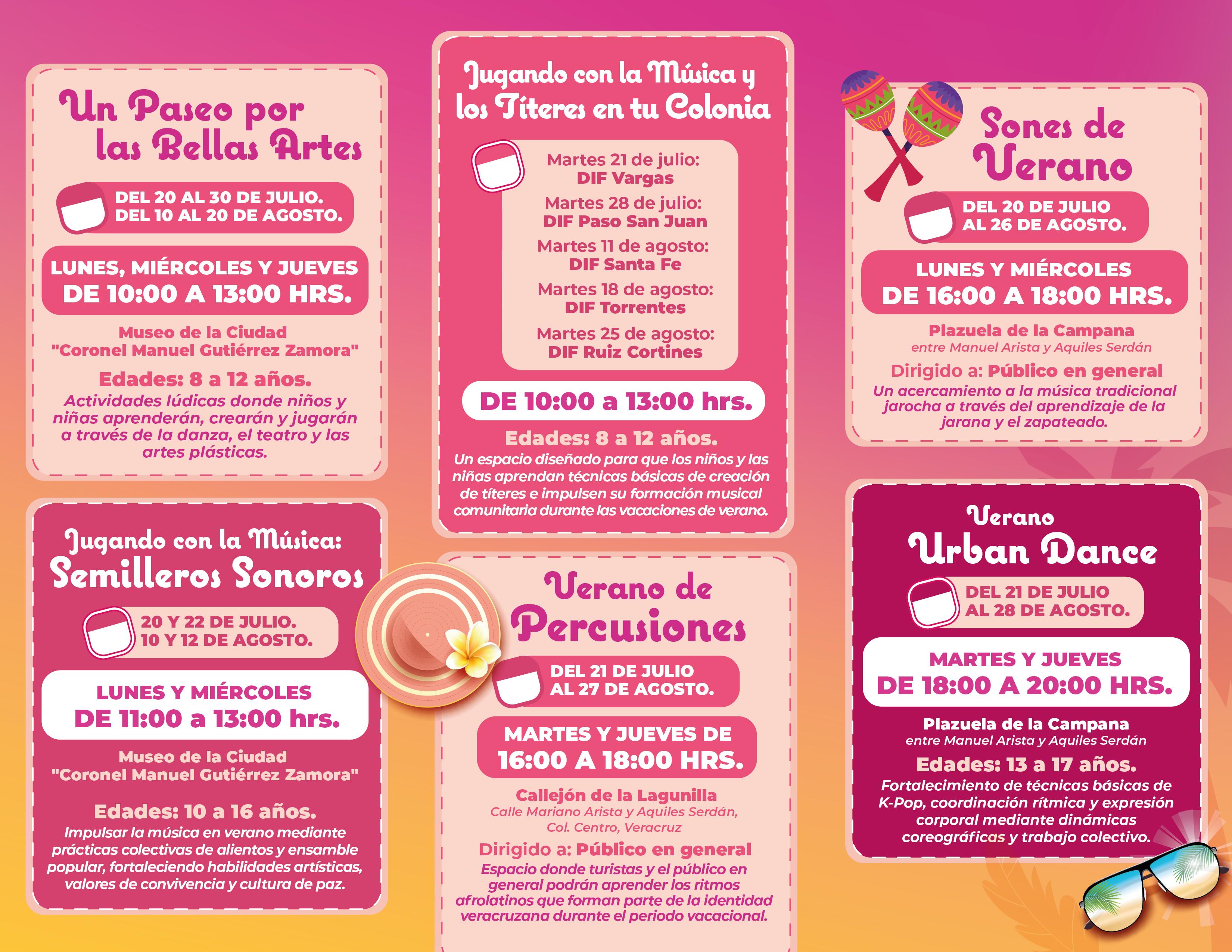 Hay lugares disponibles para los talleres y actividades de verano en Veracruz puerto