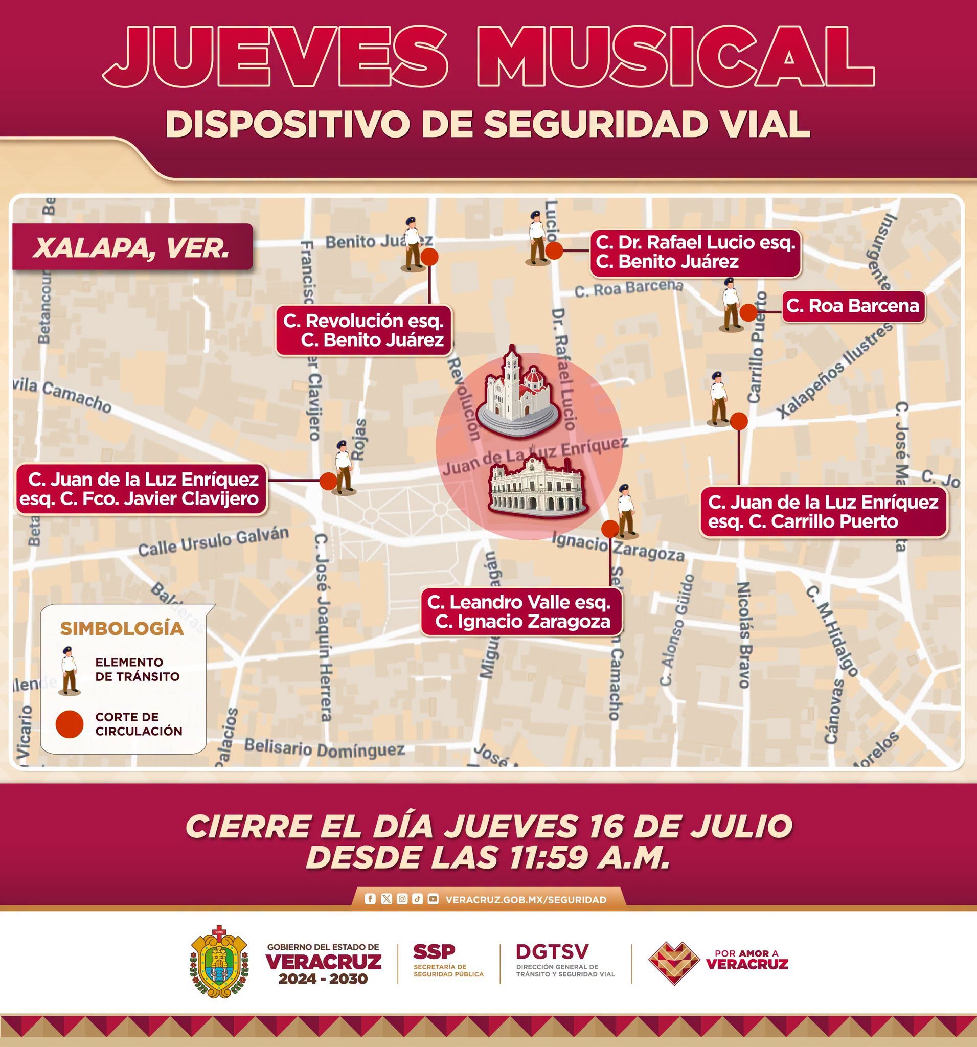 Cierran calles del centro de Xalapa por Jueves Musical