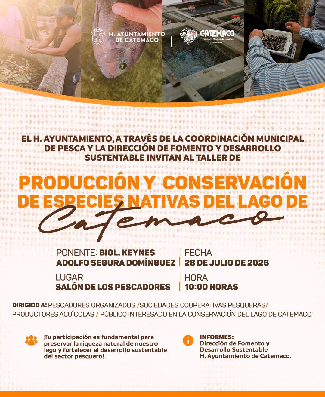 Catemaco realizará taller sobre producción y conservación de especies nativas del lago