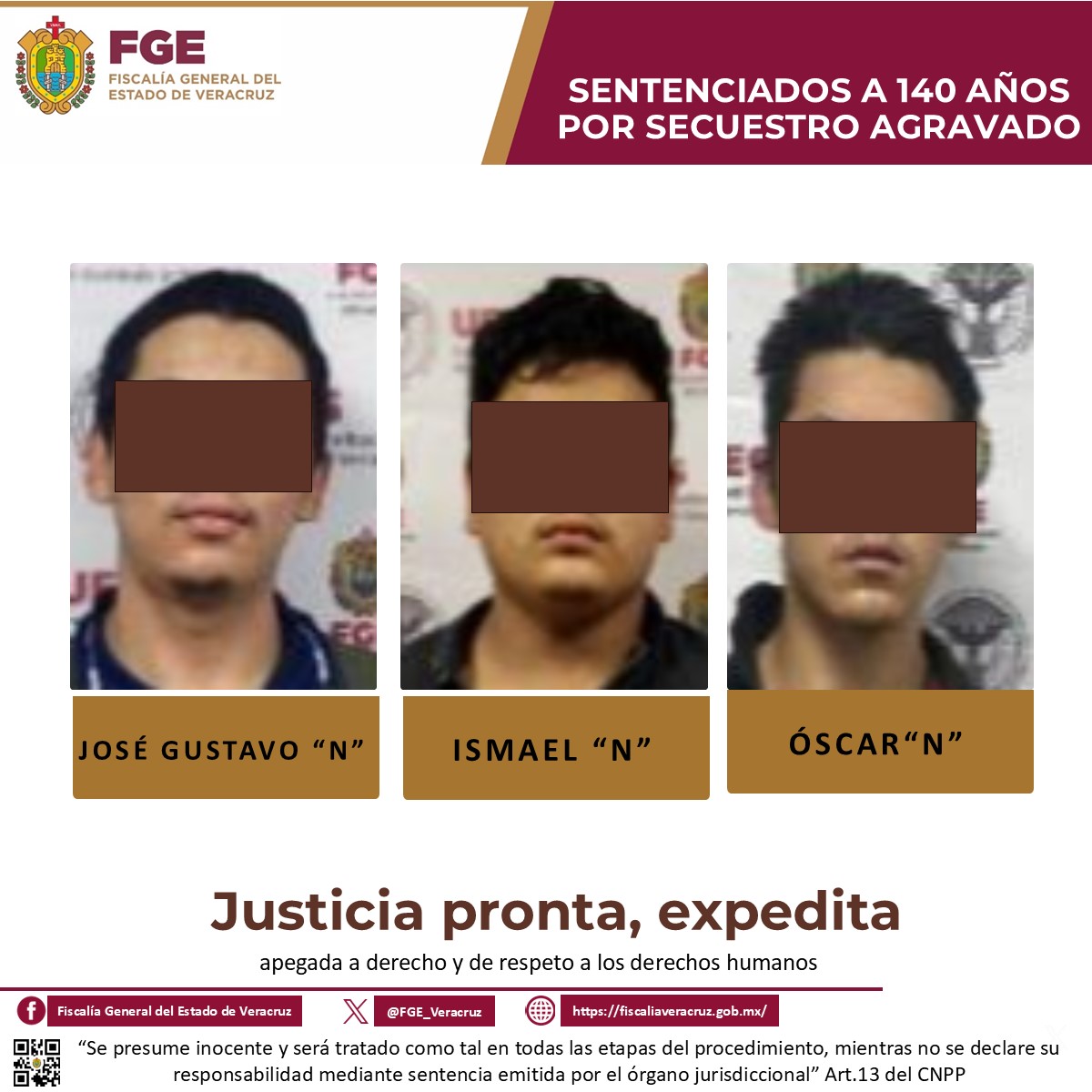 Condenan a 140 años de prisión a tres secuestradores en Coatepec