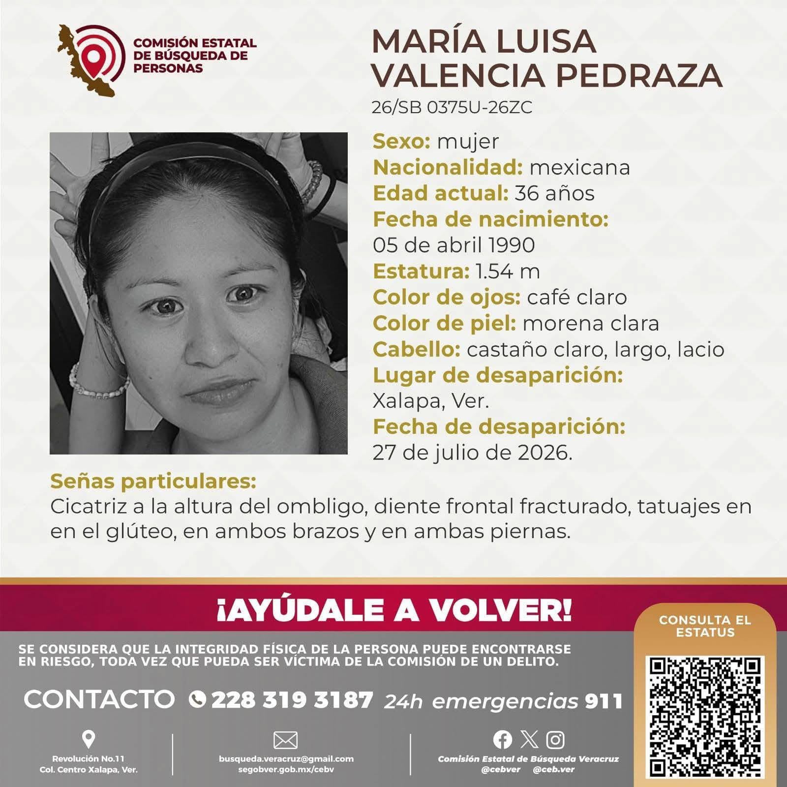 Buscan en Xalapa a María Luisa Valencia; lleva 14 días desaparecida