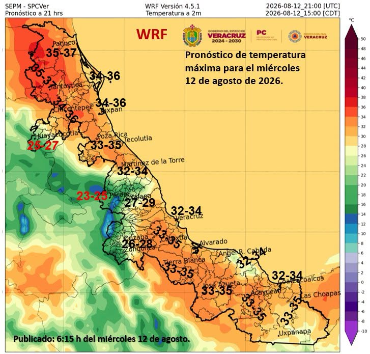 Veracruz mantendrá calor y lluvias aisladas durante las próximas 48 horas