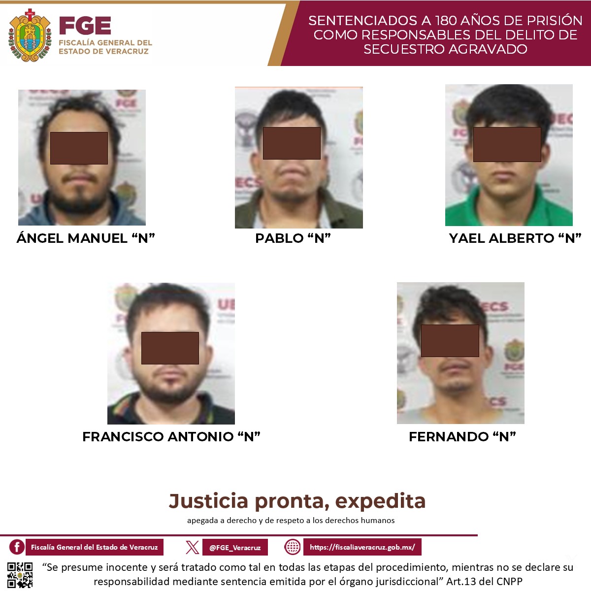 Dan 180 años de cárcel a cinco secuestradores en Cosamaloapan