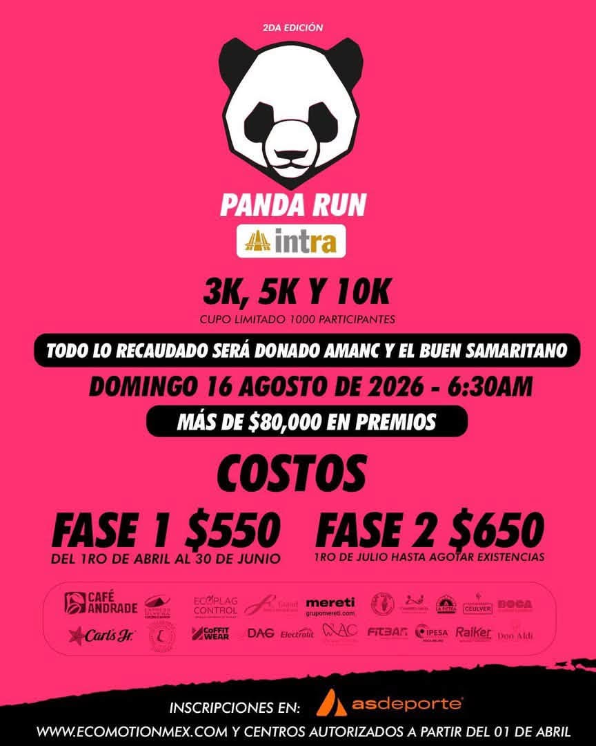Panda Run Intra reunirá a mil corredores en Boca del Río