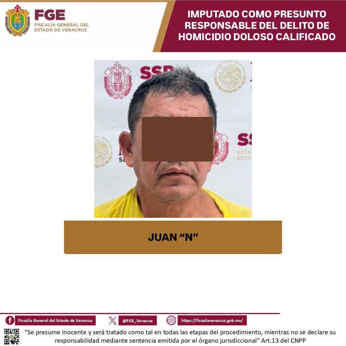 Fiscalía imputa a hombre por homicidio en Veracruz