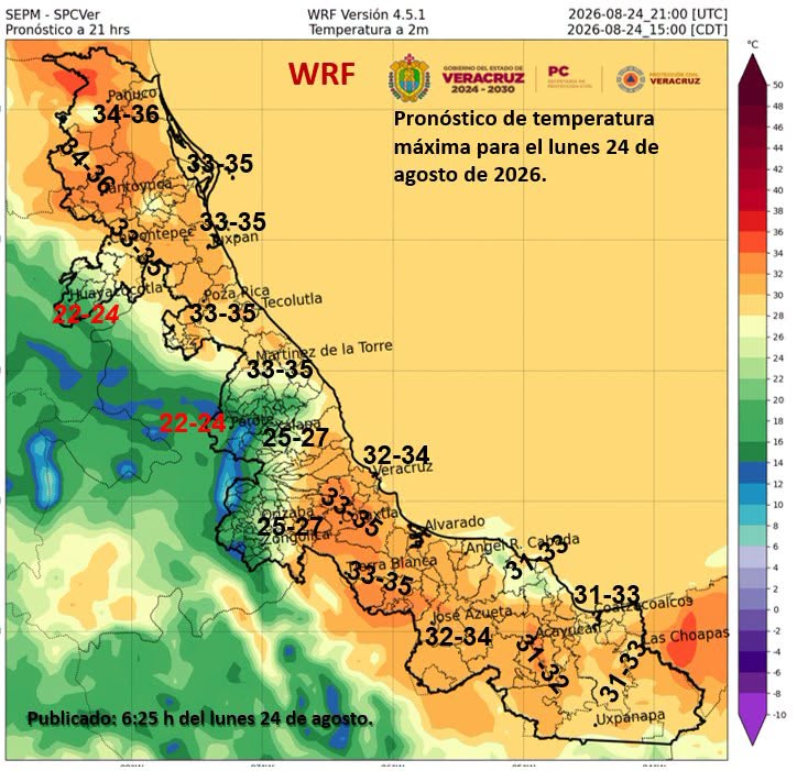 Clima en Veracruz: lunes caluroso y con lluvias aisladas