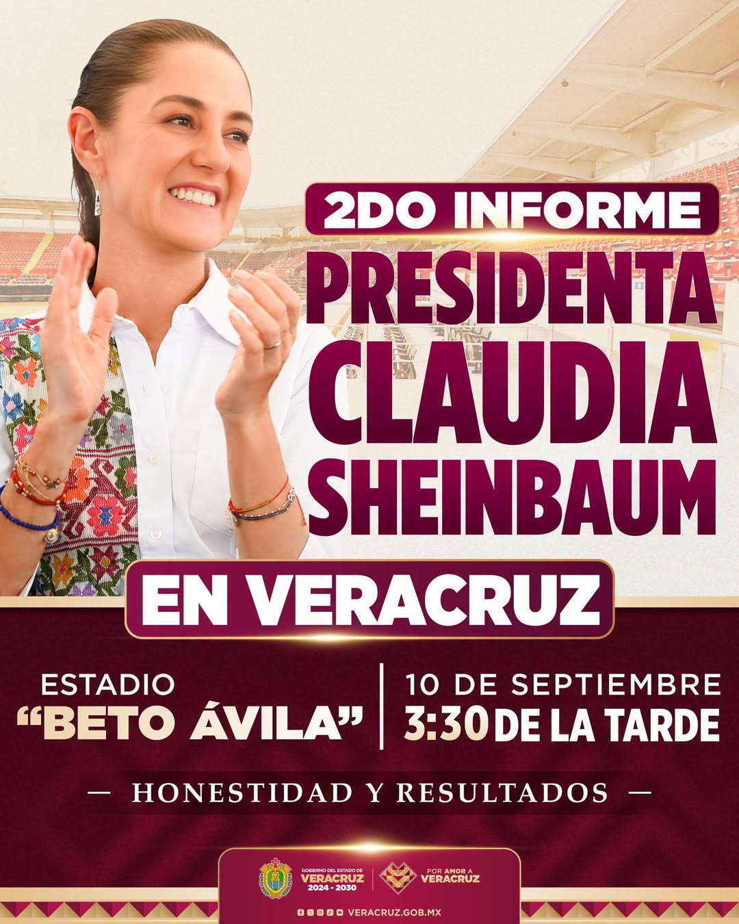 Así será el Segundo Informe de Claudia Sheinbaum en Veracruz