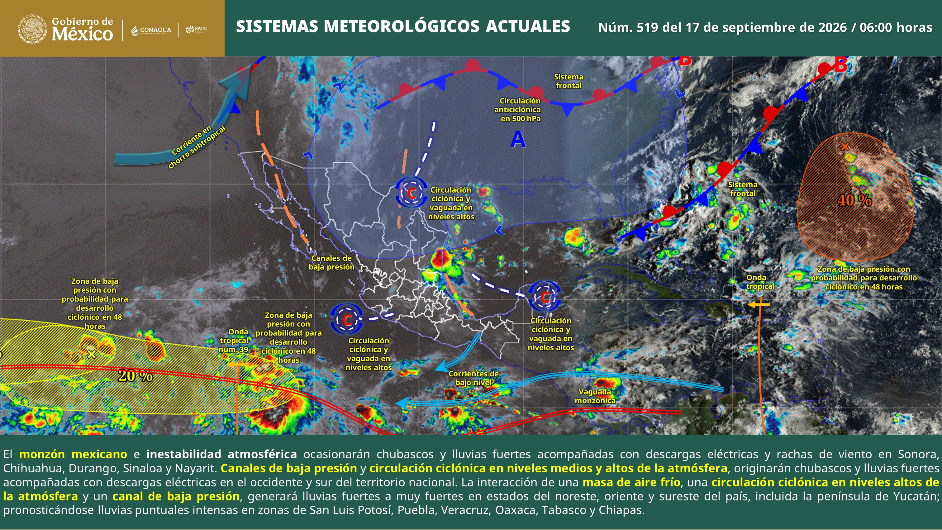 Emiten Aviso Especial por lluvias de hasta 70 mm en Veracruz